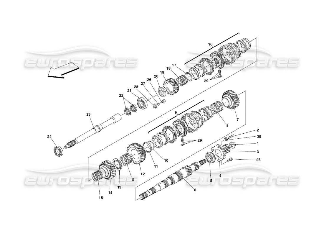 ferrari 430 challenge (2006) main shaft gears part diagram