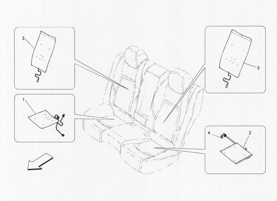 maserati qtp. v6 3.0 bt 410bhp 2wd 2017 rear seats: mechanics and electronics part diagram