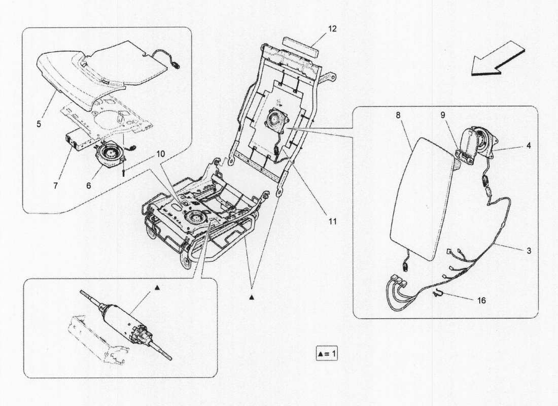 maserati qtp. v6 3.0 bt 410bhp 2wd 2017 rear seats: mechanics and electronics part diagram