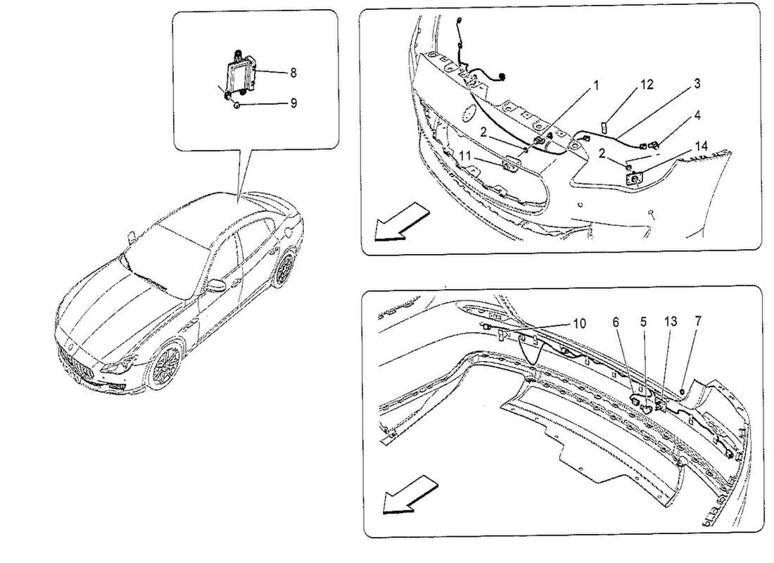 maserati qtp. v8 3.8 530bhp 2014 parking sensors part diagram