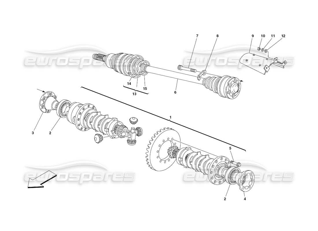 ferrari 430 challenge (2006) differential & axle shafts part diagram