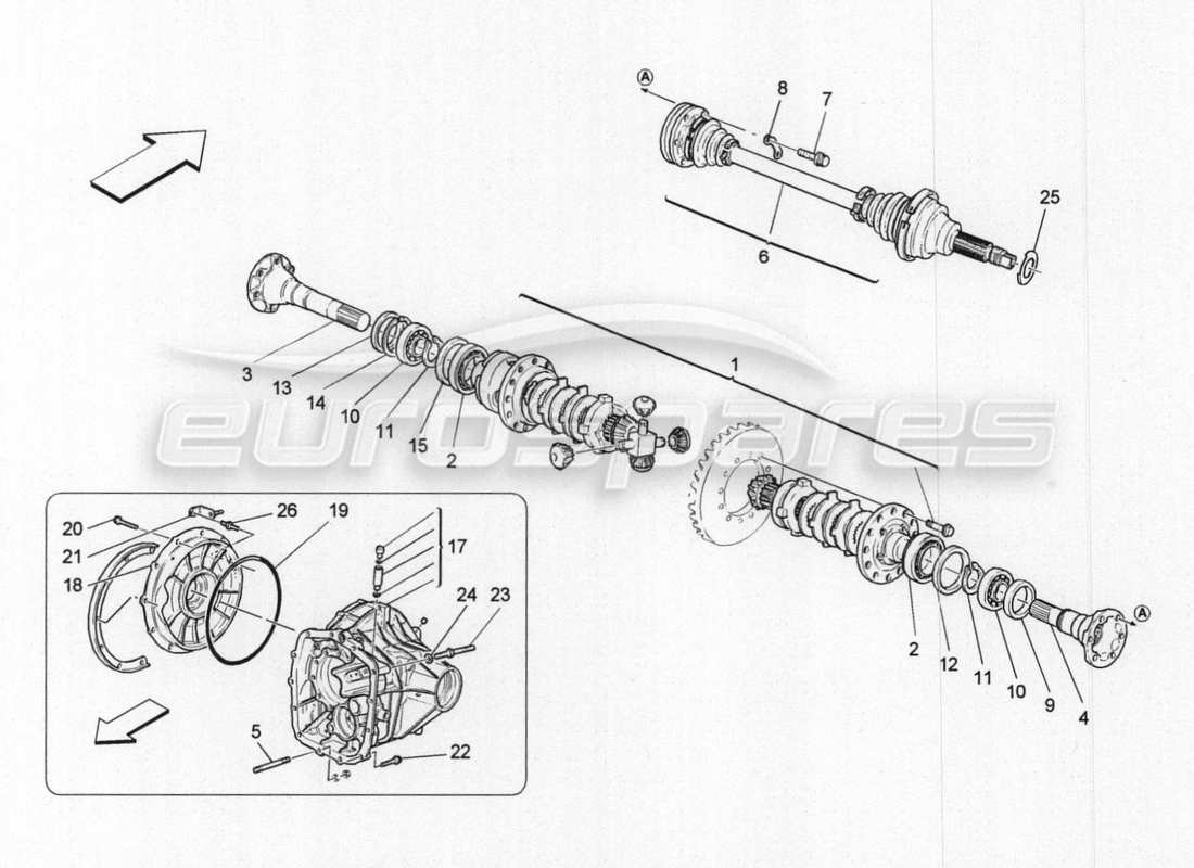 maserati granturismo special edition differential and rear axle shafts part diagram