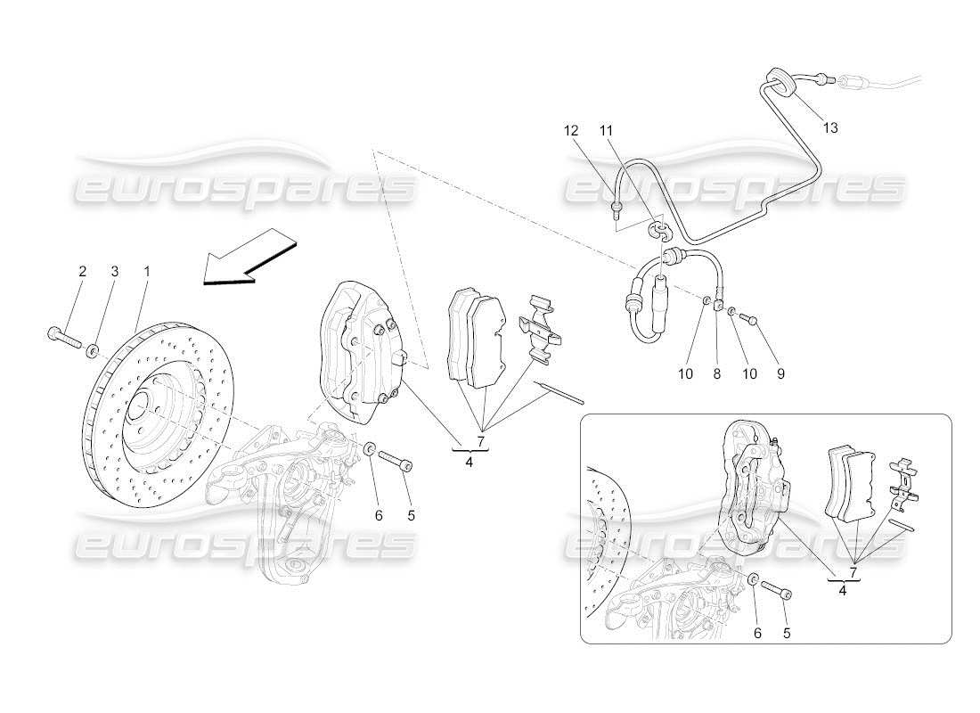 maserati qtp. (2011) 4.2 auto braking devices on front wheels part diagram