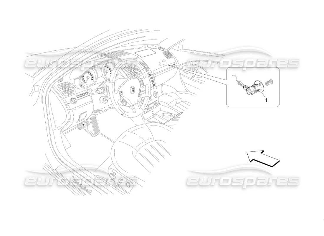 maserati qtp. (2010) 4.7 auto passenger's airbag-deactivation part diagram