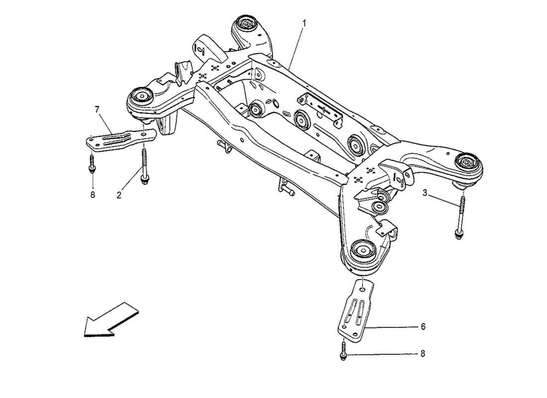 maserati qtp. v8 3.8 530bhp 2014 rear chassis part diagram