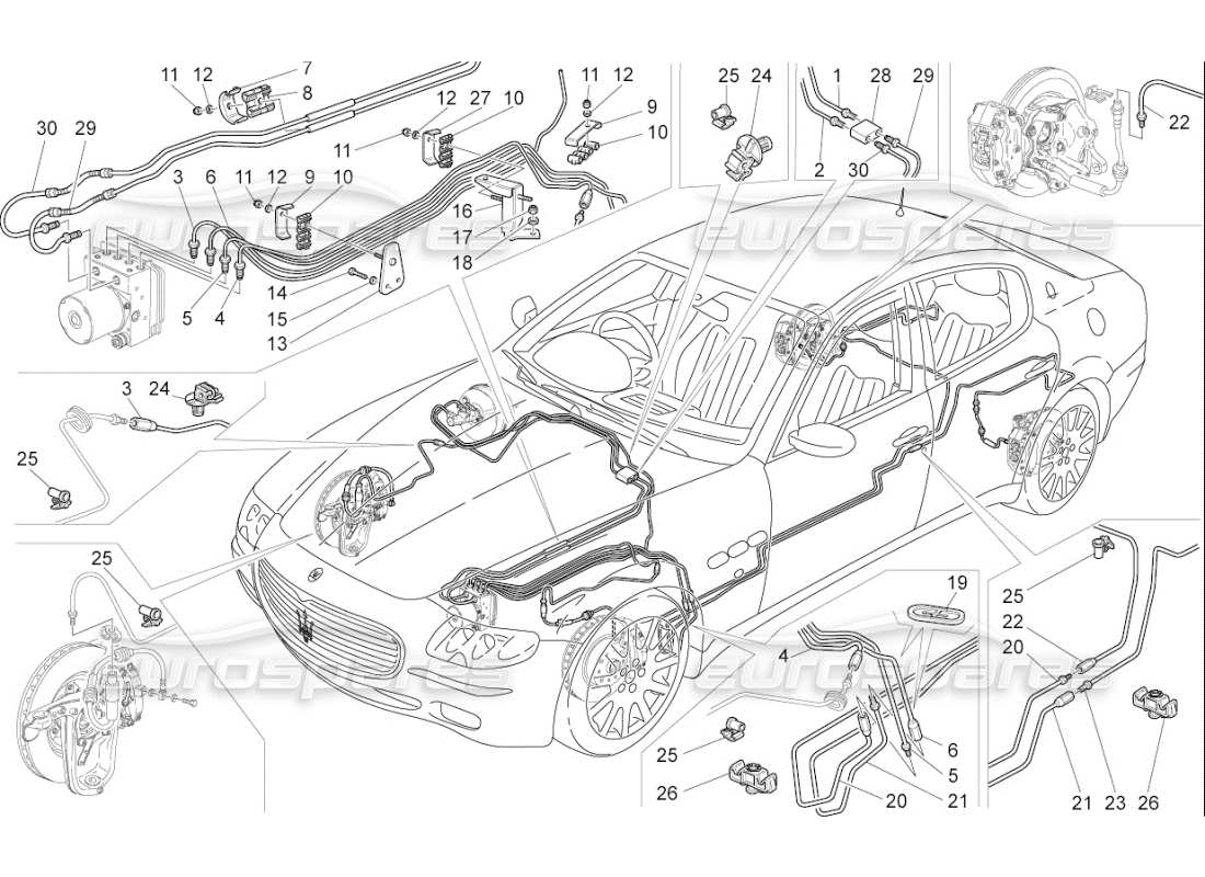 maserati qtp. (2009) 4.2 auto braking devices on rear wheels part diagram