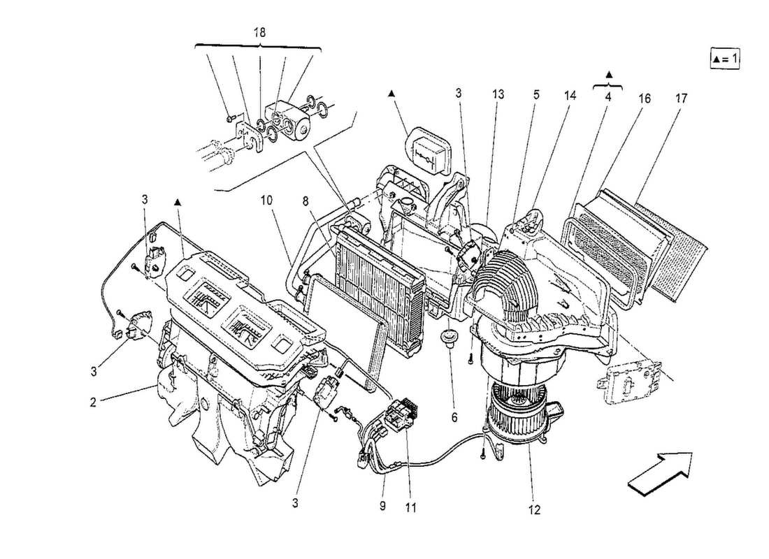 maserati qtp. v8 3.8 530bhp 2014 a c unit: dashboard devices part diagram