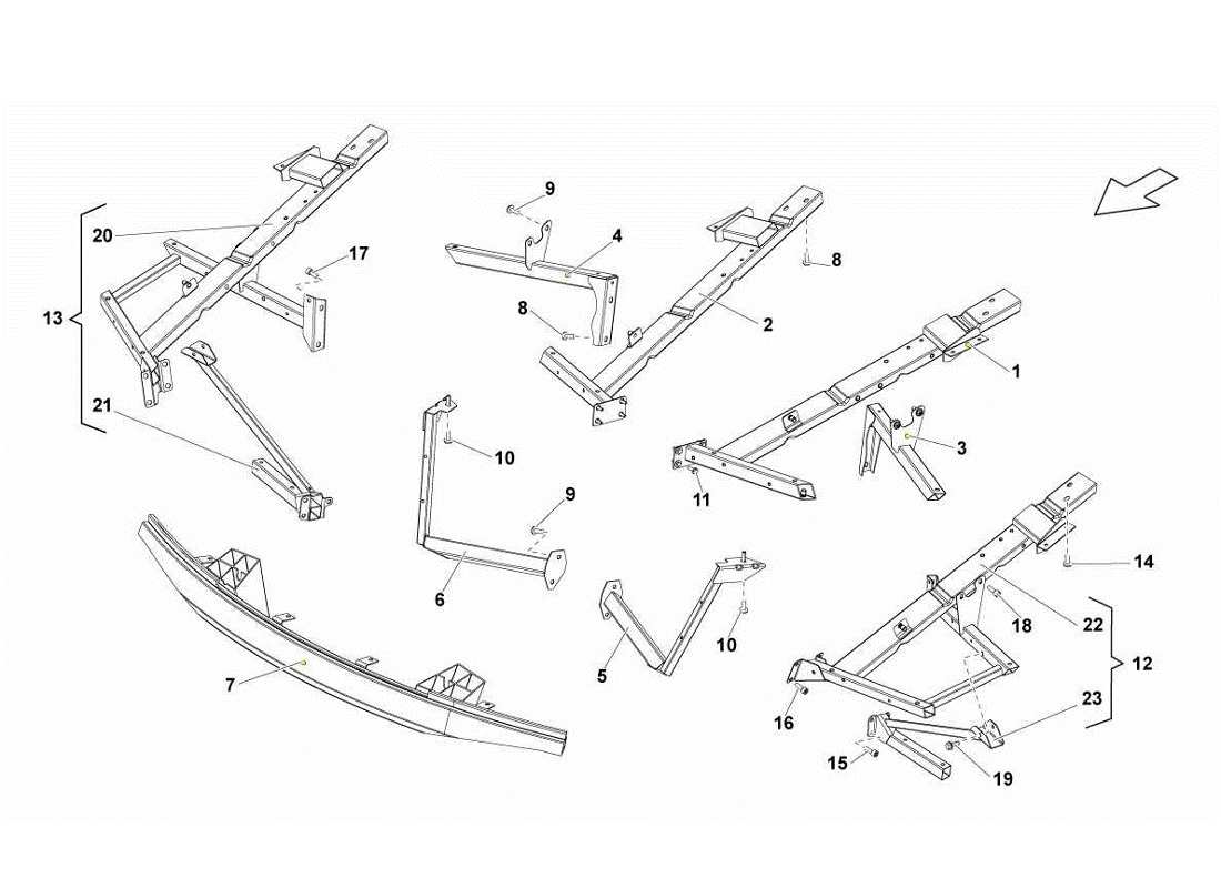 lamborghini gallardo lp570-4s perform front frame attachments part diagram