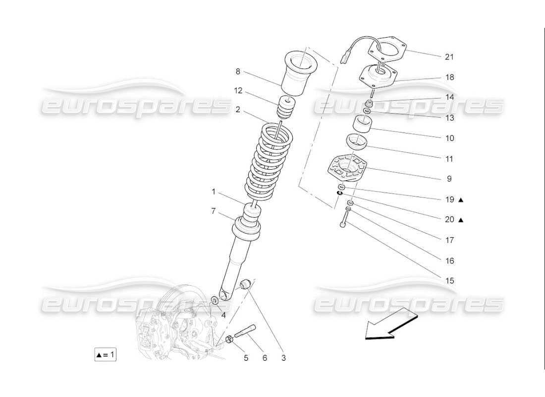 maserati qtp. (2007) 4.2 f1 rear shock absorber devices part diagram