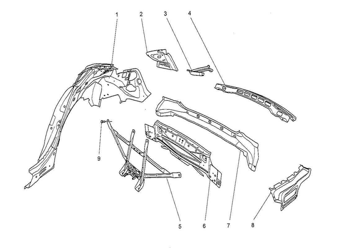 maserati qtp. v8 3.8 530bhp 2014 bodywork and rear outer trim panels part diagram