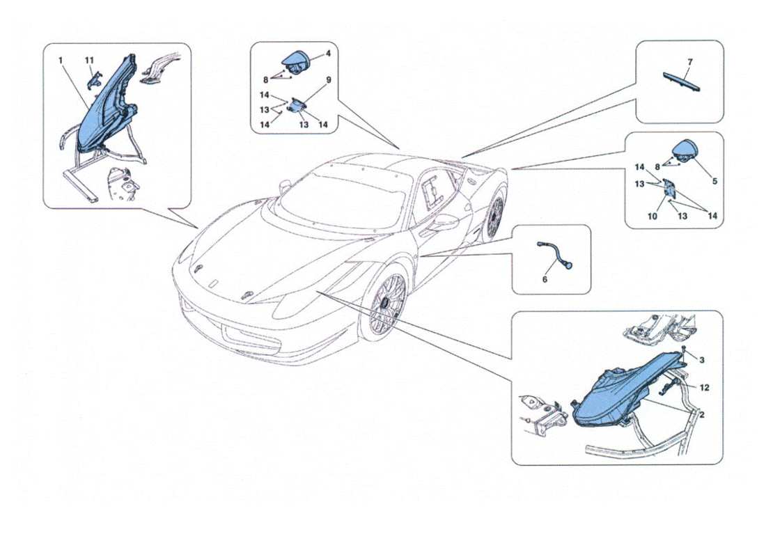 ferrari 458 challenge fanali anteriori part diagram