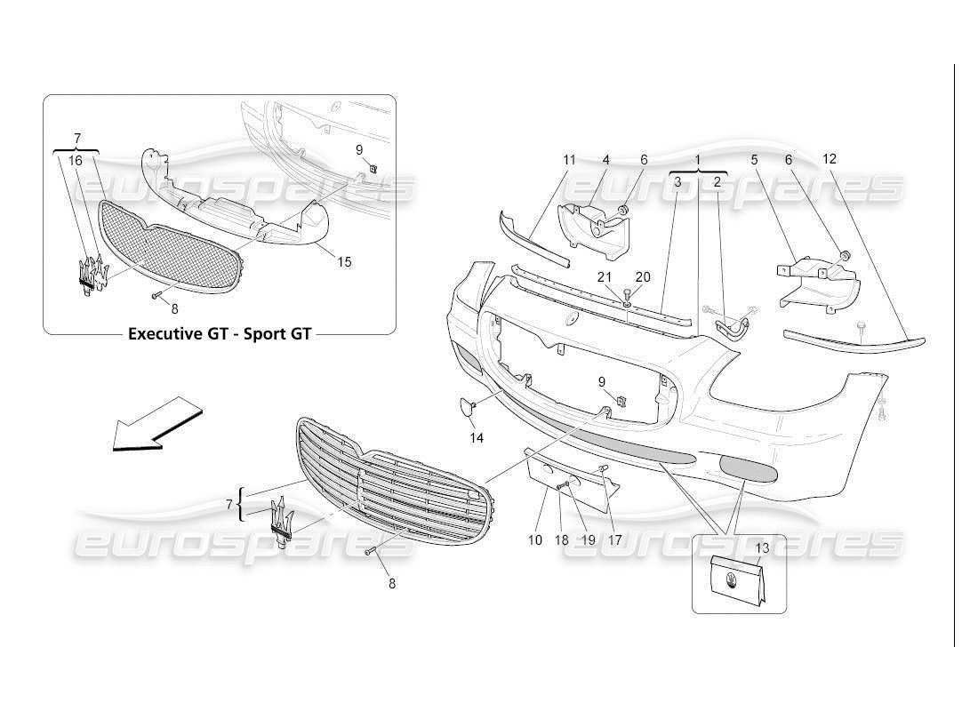 maserati qtp. (2007) 4.2 auto front bumper part diagram