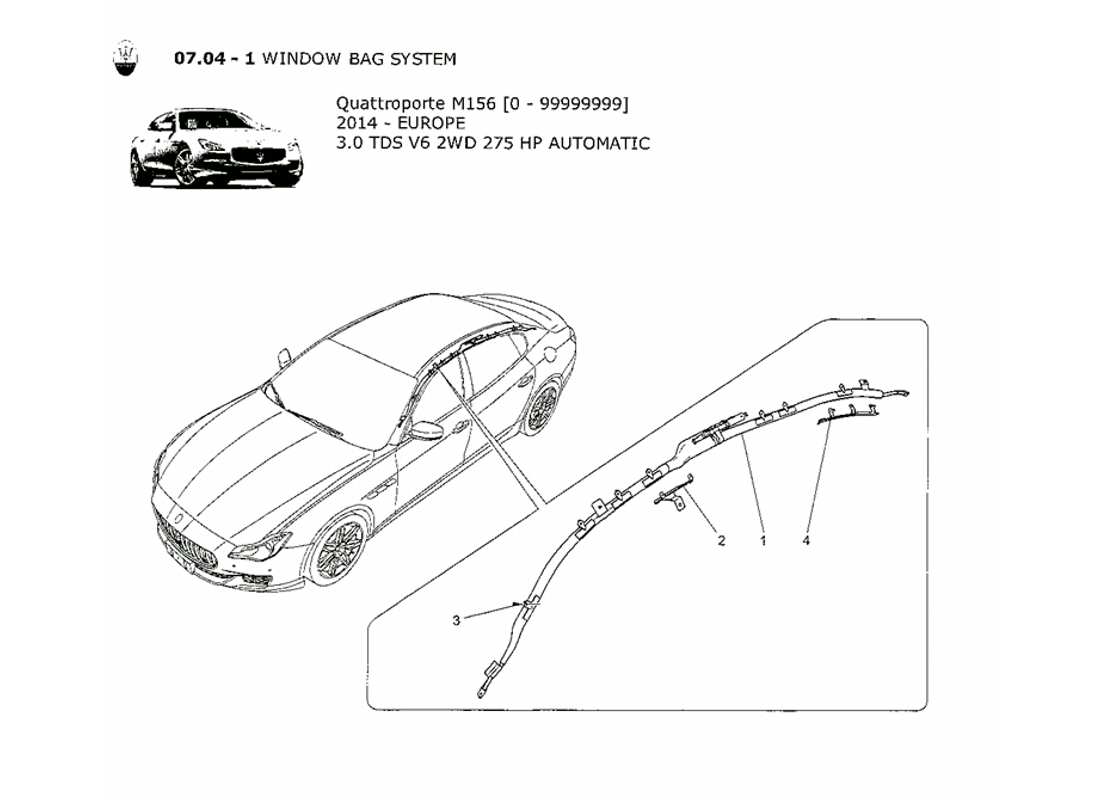 maserati qtp. v6 3.0 tds 275bhp 2014 window bag system part diagram