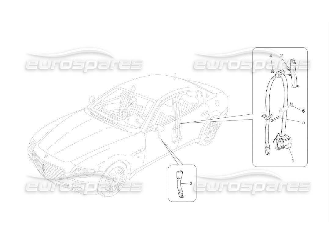 maserati qtp. (2007) 4.2 auto front seatbelts part diagram