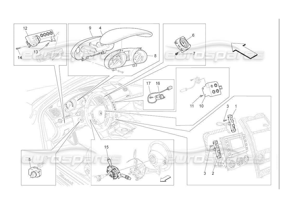 maserati qtp. (2007) 4.2 auto dashboard devices part diagram