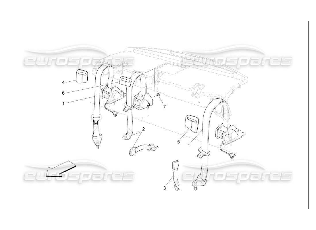 maserati qtp. (2007) 4.2 auto rear seat belts part diagram