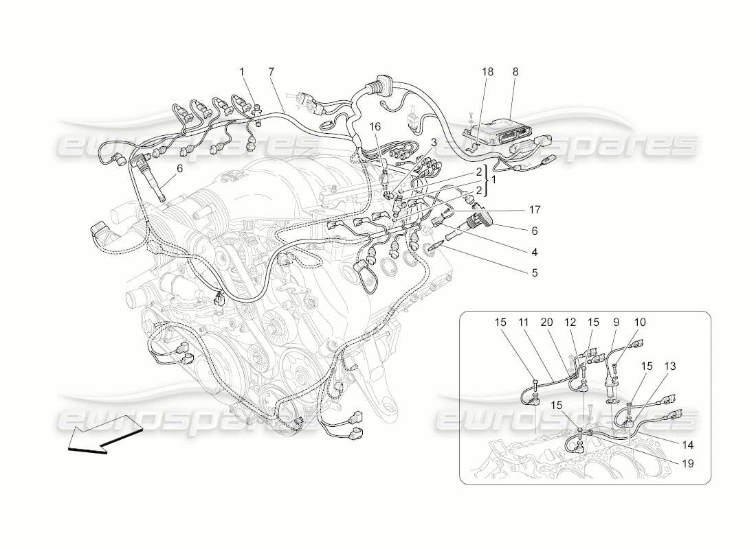 maserati qtp. (2009) 4.2 auto electronic control: injection and engine timing control part diagram