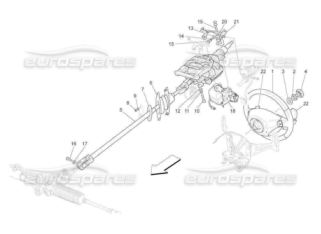 maserati qtp. (2010) 4.2 auto steering column and steering wheel unit part diagram