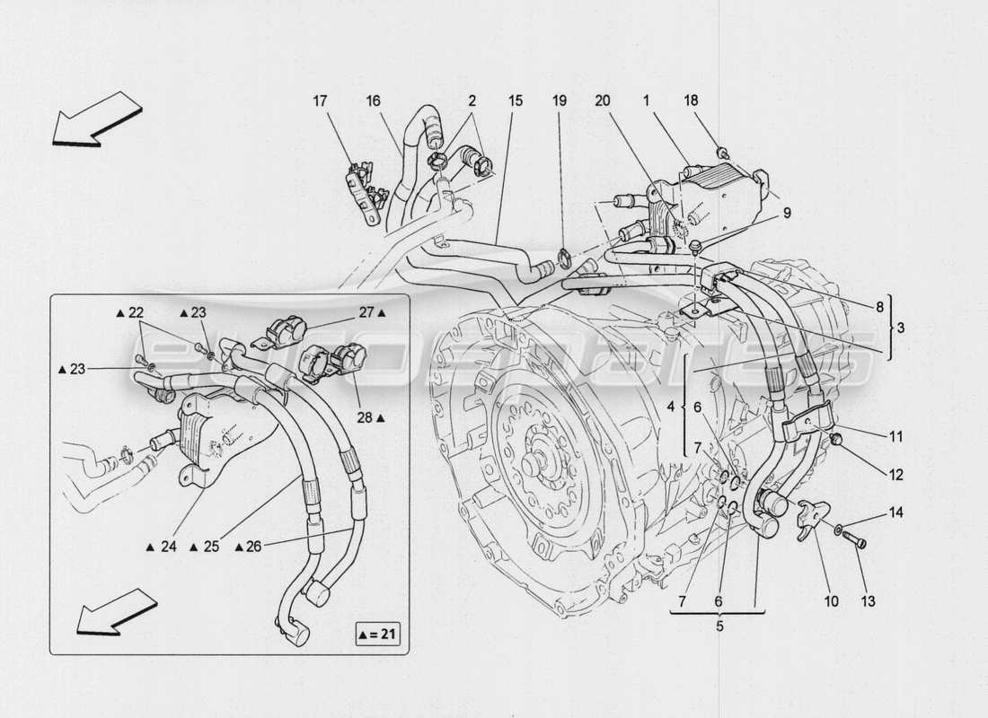 maserati qtp. v8 3.8 530bhp auto 2015 lubrication and gearbox oil cooling part diagram