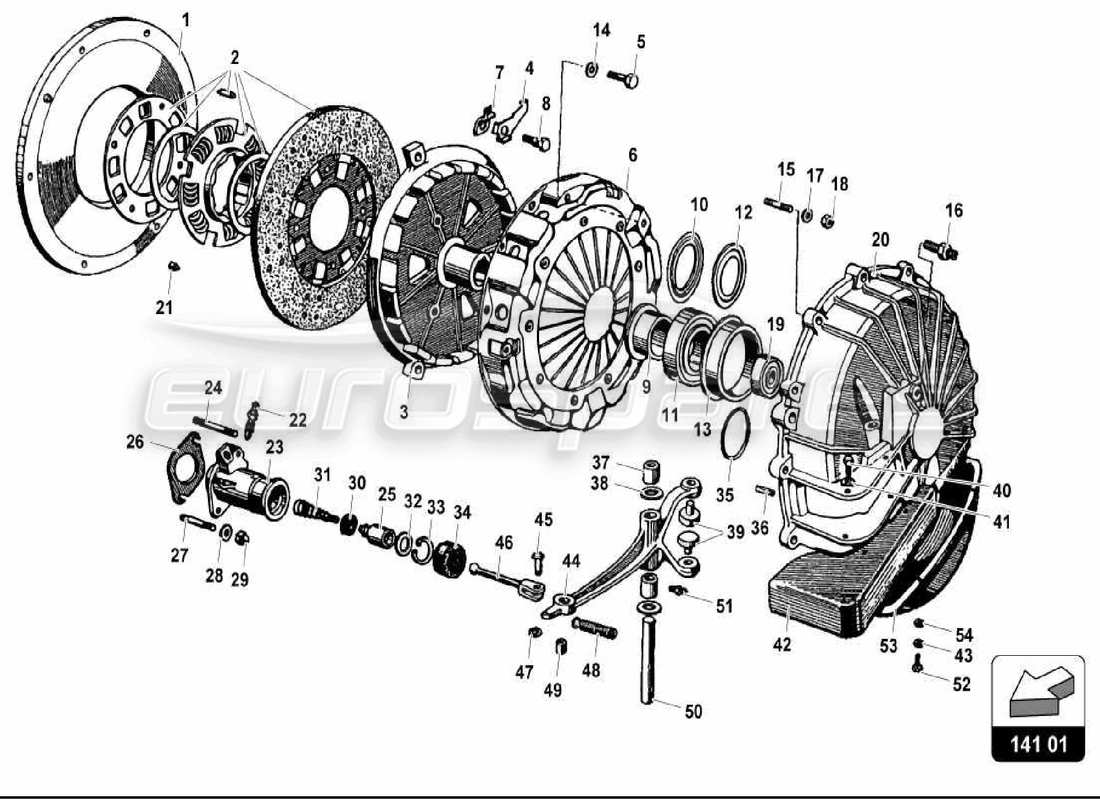 lamborghini miura p400s clutch (manual) part diagram