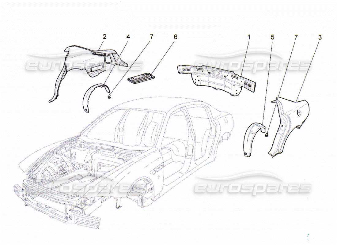 maserati qtp. (2010) 4.2 bodywork and rear outer trim panels part diagram