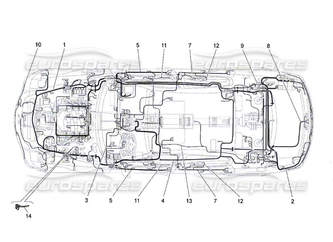 maserati qtp. (2010) 4.7 main wiring part diagram