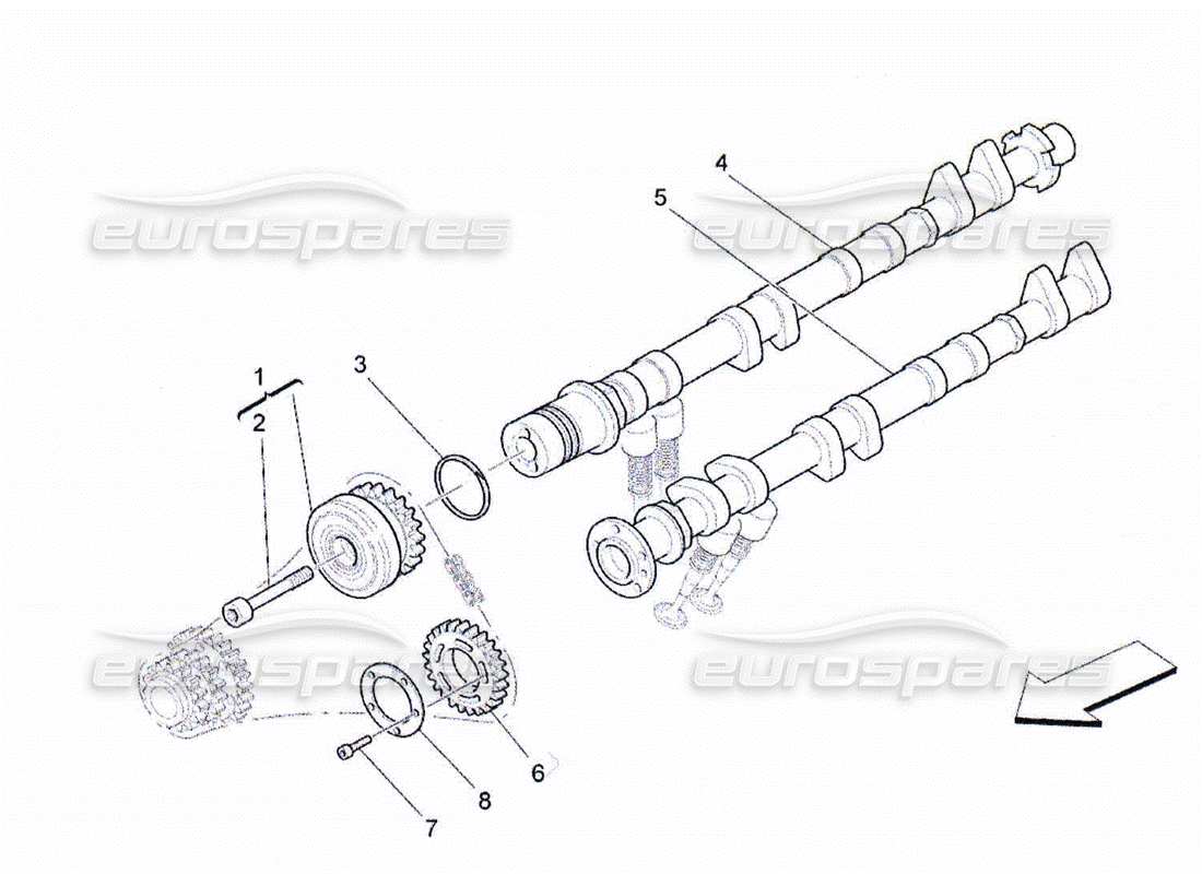 maserati qtp. (2010) 4.2 lh cylinder head camshafts part diagram