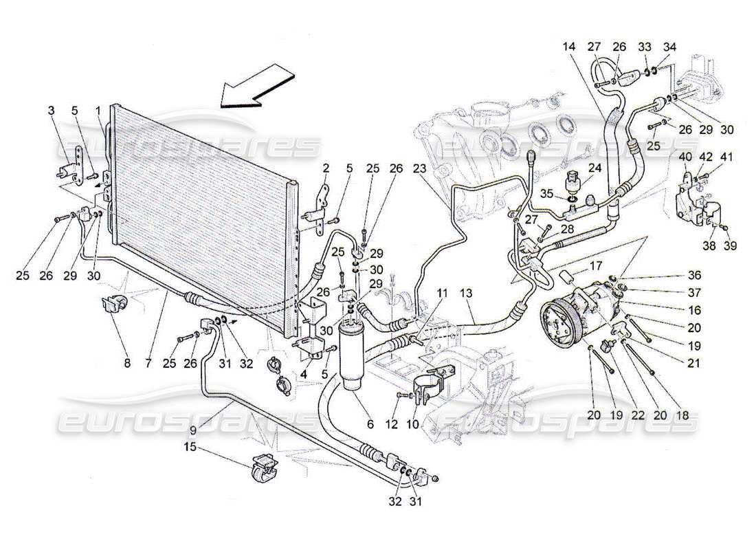 maserati qtp. (2010) 4.2 a c unit: engine compartment devices part diagram