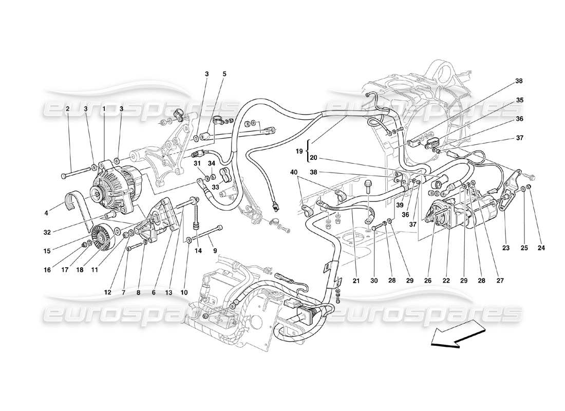 ferrari 360 challenge (2000) current generator - starting motor part diagram