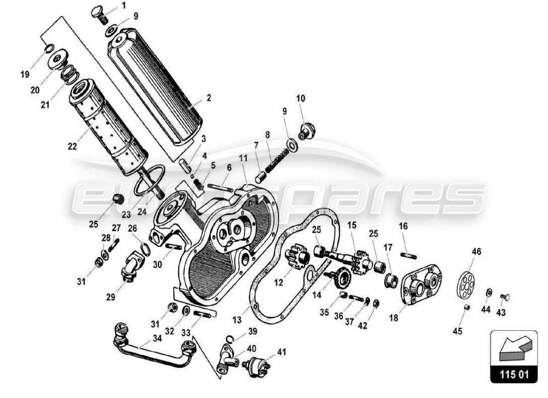 lamborghini miura p400s oil filter part diagram