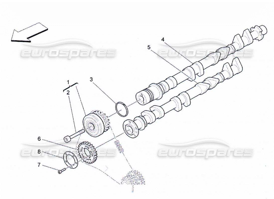 maserati qtp. (2010) 4.2 rh cylinder head camshafts parts diagram