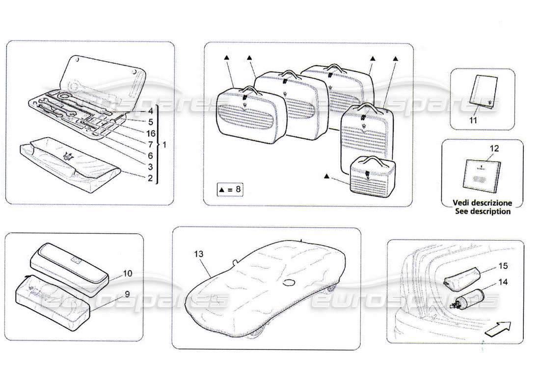 maserati qtp. (2010) 4.2 accessories provided part diagram