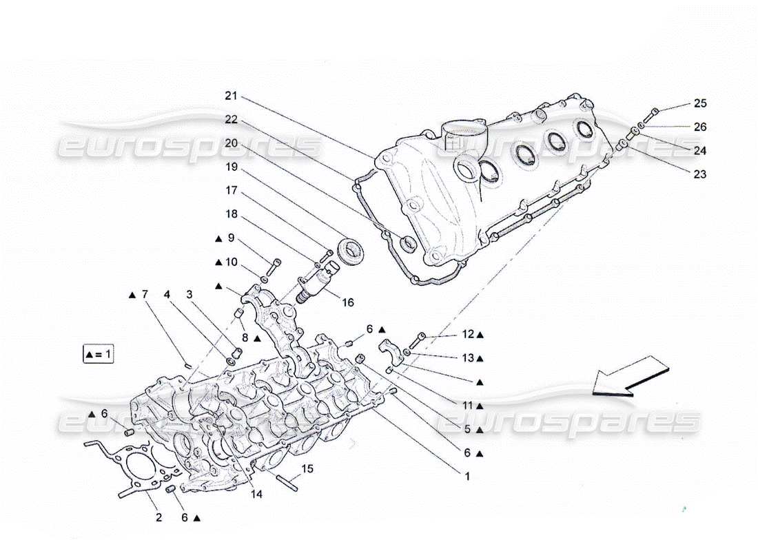 maserati qtp. (2010) 4.2 lh cylinder head part diagram