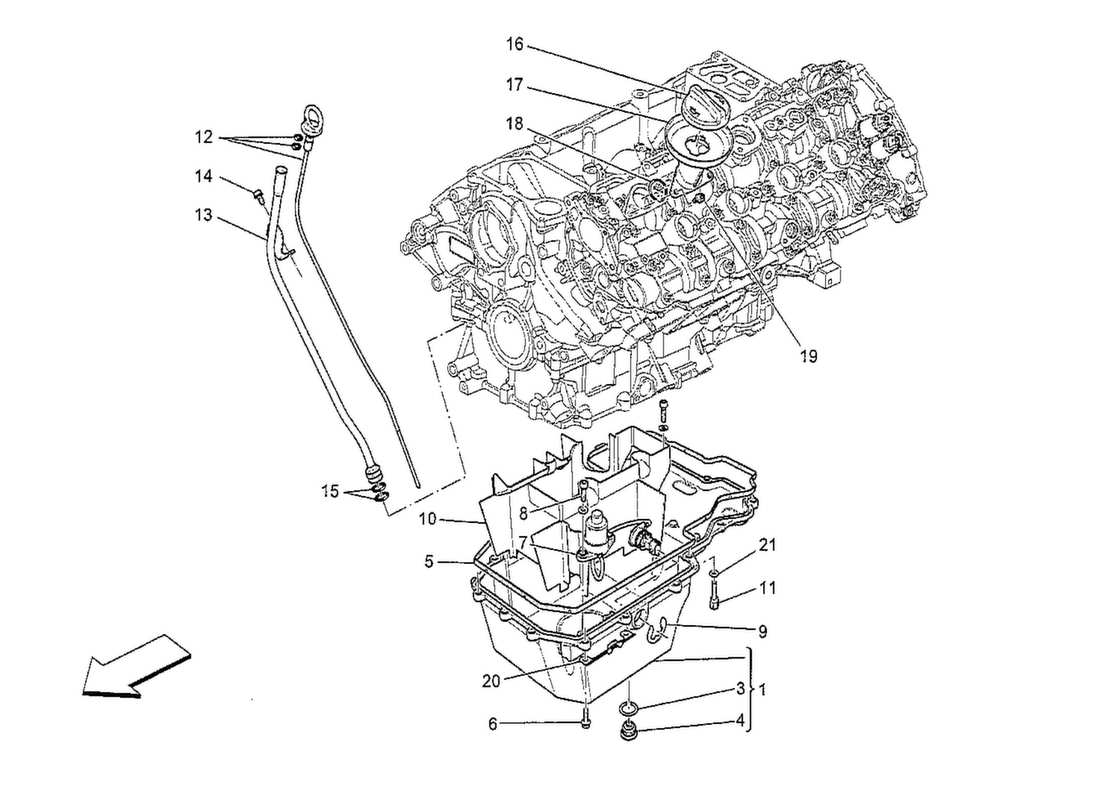 maserati qtp. v8 3.8 530bhp 2014 lubrication system: circuit and collection part diagram