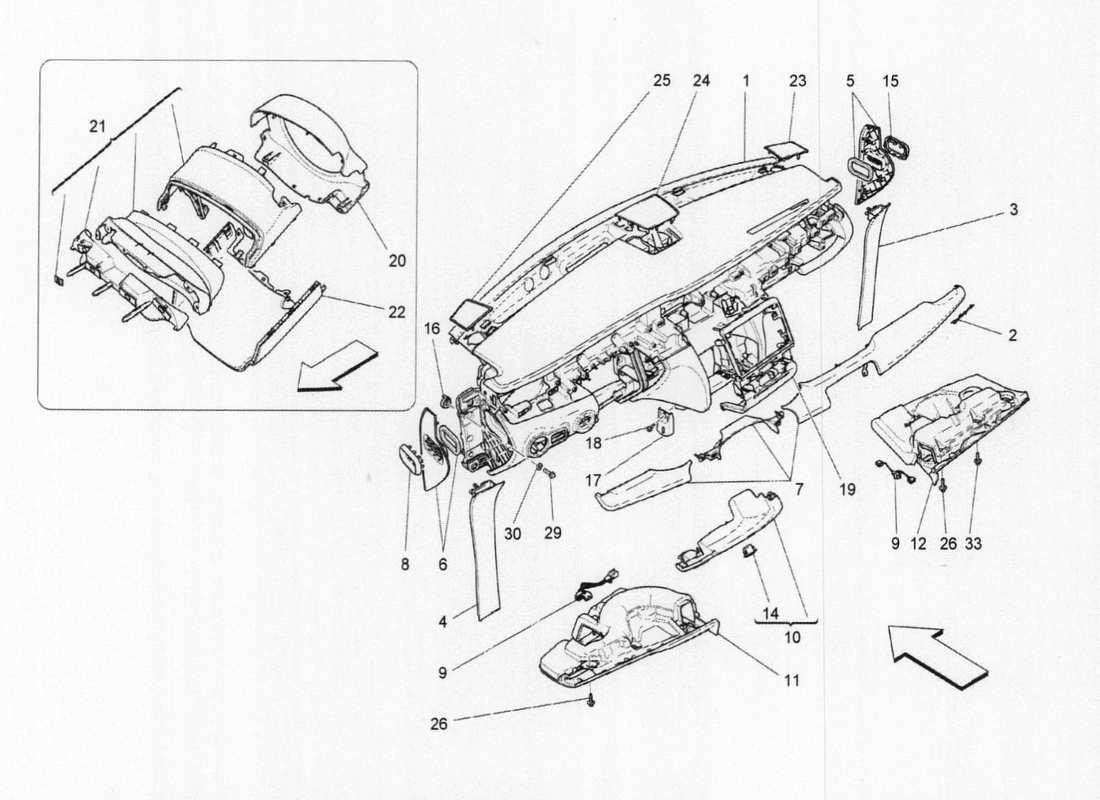 maserati qtp. v6 3.0 bt 410bhp 2015 dashboard unit part diagram