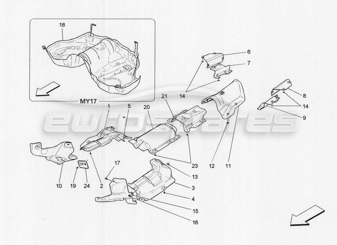 maserati qtp. v8 3.8 530bhp 2014 auto thermal insulating panels part diagram