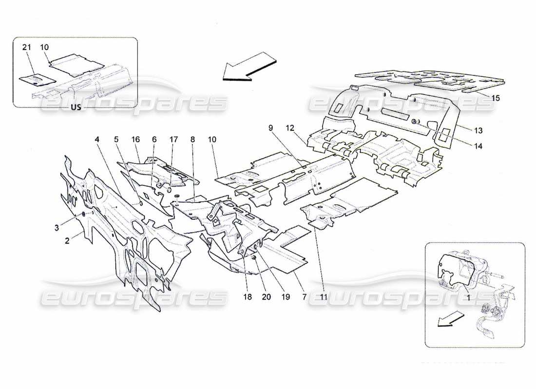 maserati qtp. (2010) 4.7 sound-proofing panels inside the vehicle part diagram