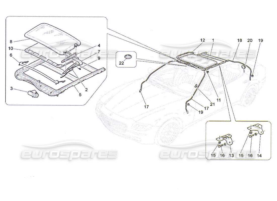 maserati qtp. (2010) 4.2 sunroof part diagram