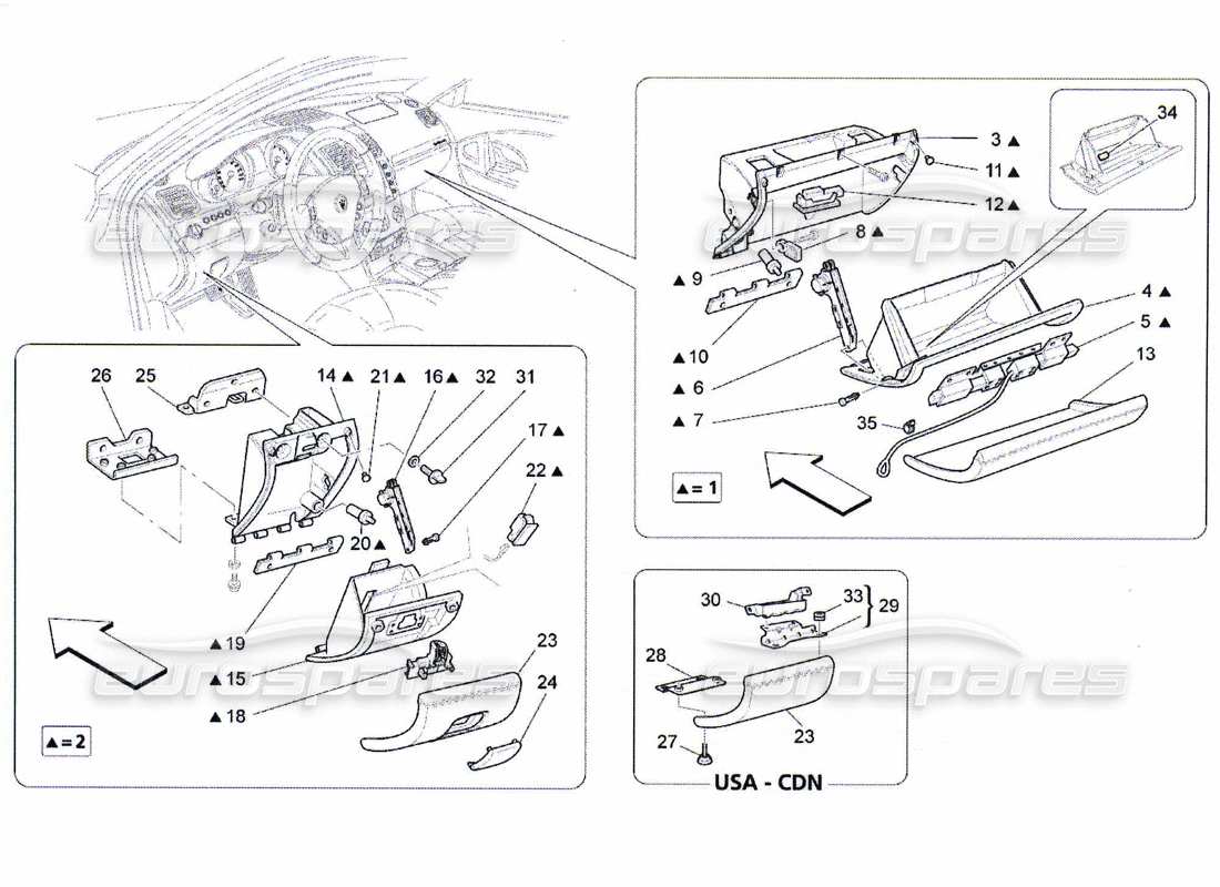 maserati qtp. (2010) 4.7 glove compartments part diagram