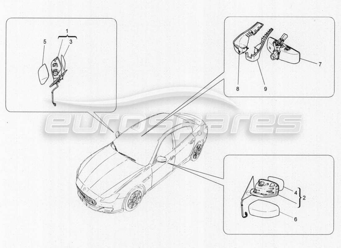 maserati qtp. v8 3.8 530bhp auto 2015 internal and external rear-view mirrors part diagram