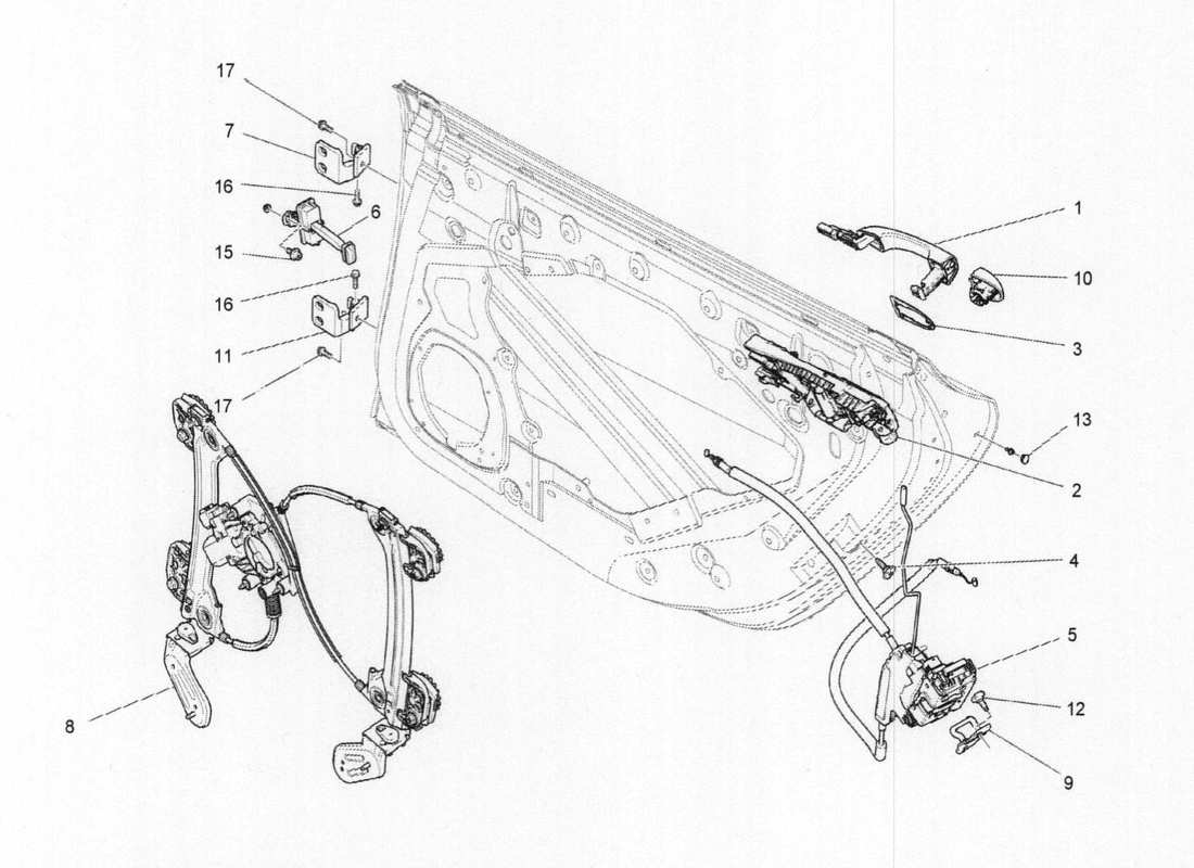 maserati qtp. v6 3.0 bt 410bhp 2015 rear doors: mechanisms part diagram