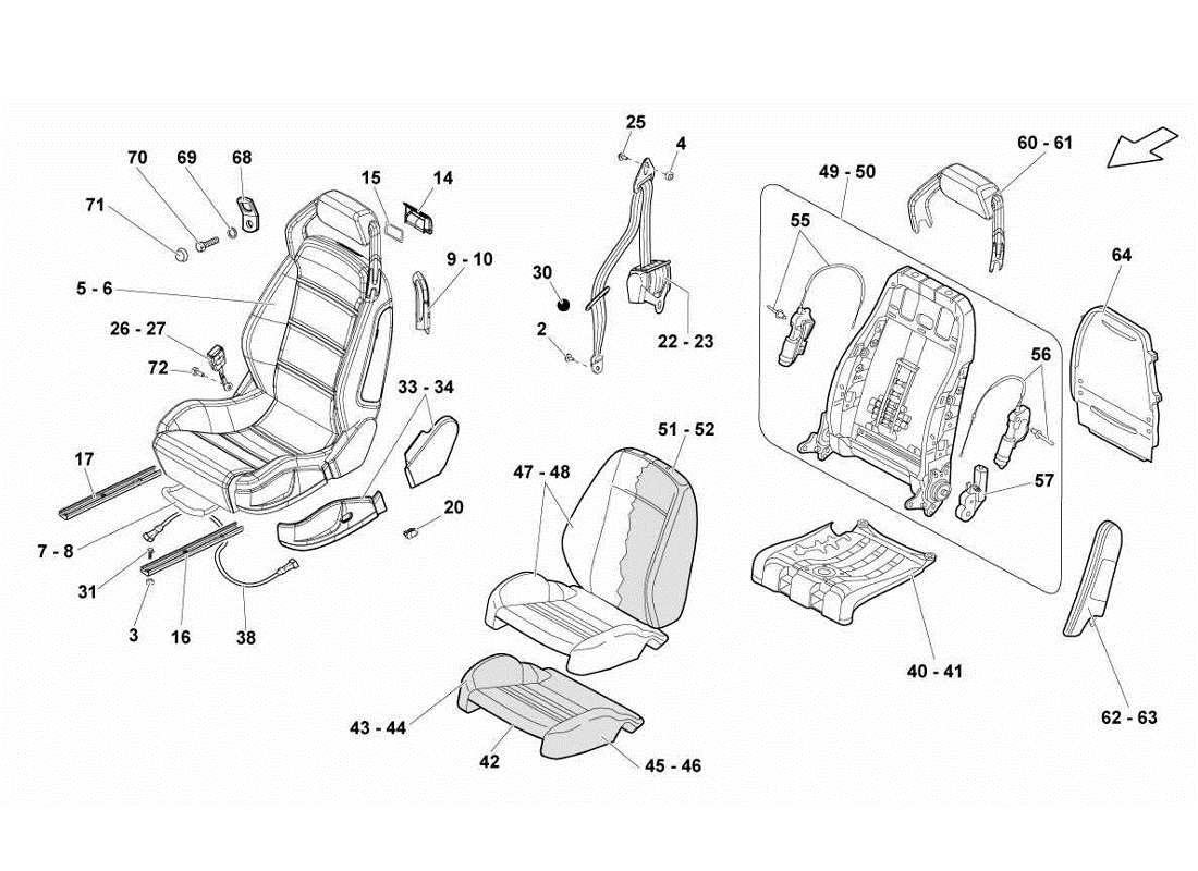 lamborghini gallardo lp570-4s perform seats and safety belts part diagram