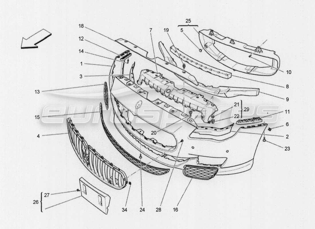 maserati qtp. v8 3.8 530bhp auto 2015 rear structural frames and sheet panels part diagram