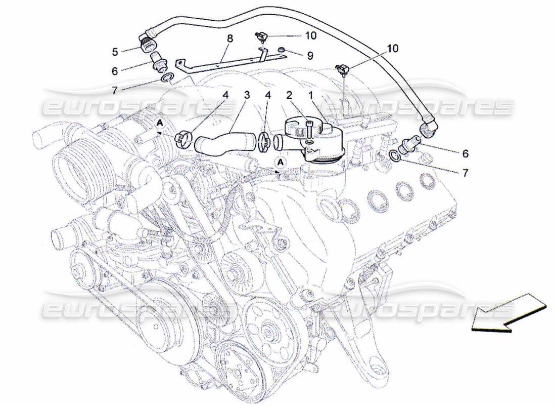 maserati qtp. (2010) 4.2 oil vapour recirculation system part diagram