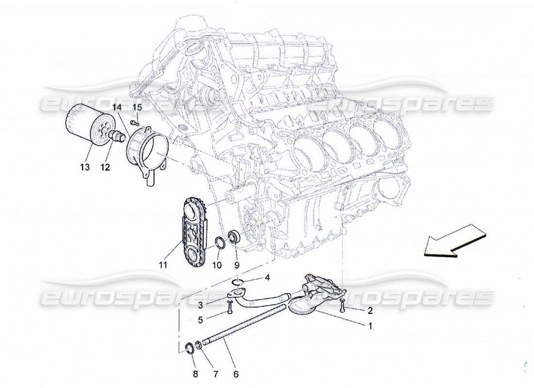 maserati qtp. (2010) 4.2 lubrication system: pump and filter part diagram