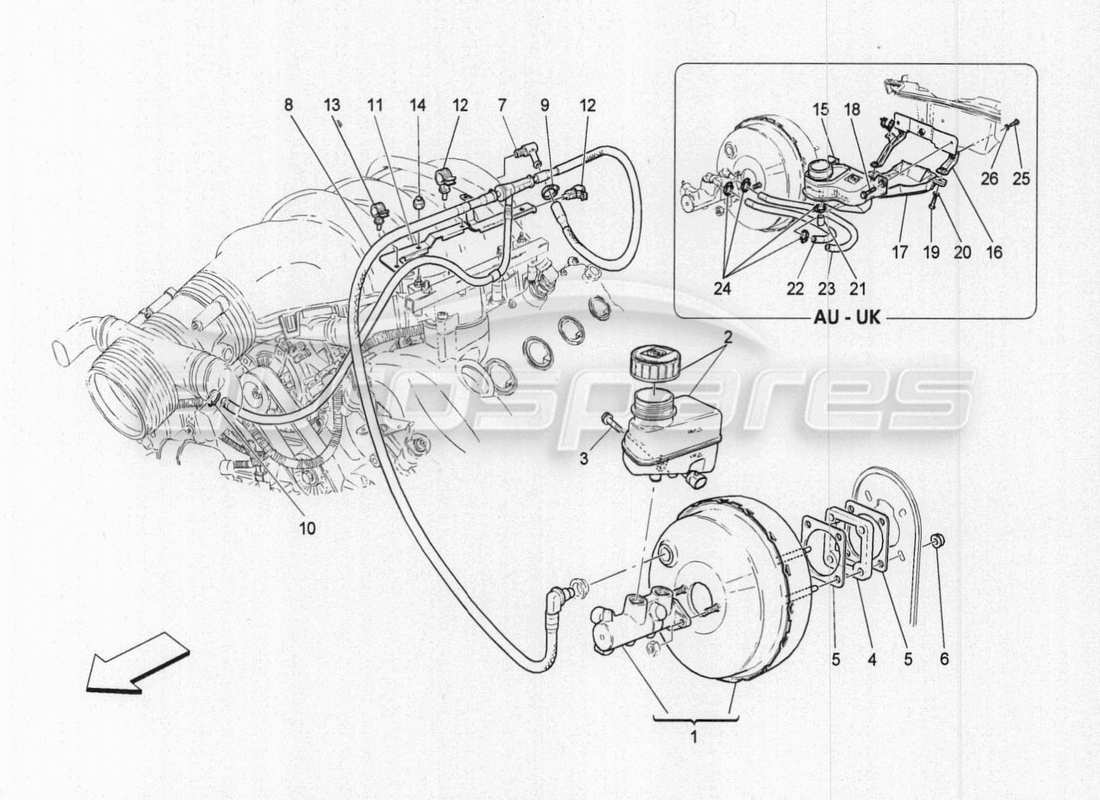 maserati granturismo special edition brake servo system part diagram