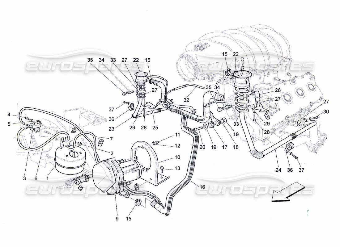 maserati qtp. (2010) 4.7 additional air system part diagram