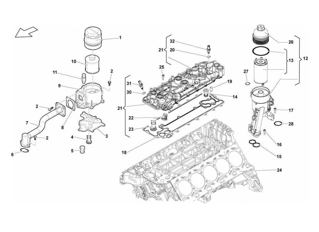 lamborghini gallardo lp570-4s perform oil filter part diagram