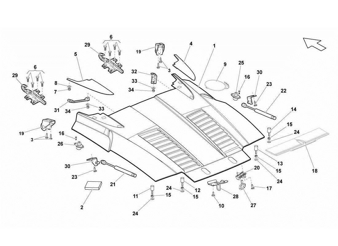 lamborghini gallardo lp570-4s perform rear hood part diagram