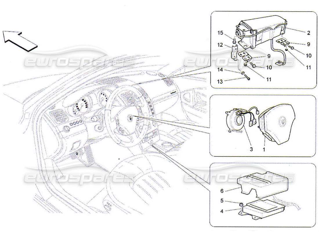 maserati qtp. (2010) 4.2 front airbag system part diagram